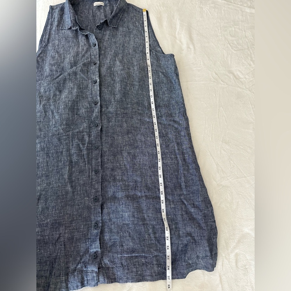 Garnet Hill Blue Linen Sleeveless Button Down Shirt Dress Women’s Size 18 - Picture 8 of 10